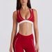 Women's 6-Piece Activewear Set – Contrast Sports Bra, Long/Short Sleeve Tops, Pants, Shorts & Skirt, Gym & Yoga Outfit_ecoleips.com
