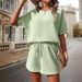 Women's Short Sleeved Bat Style Shirt And Fashion Shorts Two Piece Set European American Style 2024 New Arrival_ecoleips.com