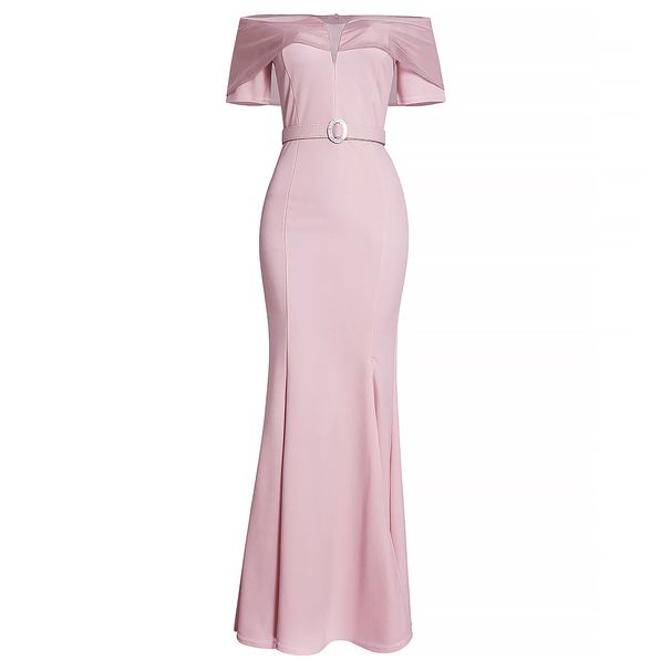 Plus Size Off-Shoulder Mesh Office Dress With High Slit – Elegant & Flirty Workwear For Women_ecoleips.com