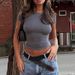 Ins Style Solid Color Round Neck Basic Sleeved T-shirt For Women 2025 New Spicy Girl Slim Fit Sexy Exposed Navel Short_ecoleips.com