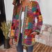 Women's Clothing Cotton And Linen Printed Loose Long Sleeved Jacket Cardigan_ecoleips.com