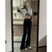Black Slit Denim Jeans Women, Spring And Autumn 2026 New Model, High-waisted, Slim-fit, Stretchy, Micro-flared Pants For_ecoleips.com