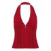 European And American Street Fashion Strap Waist Design Solid Color Sexy Hot Girl Halter Neck Zipper Tank Top_ecoleips.com