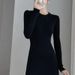 K Fish Tail Knitted Dress For Women Over Knee Midi Length Base Layer Slim Fitting Winter With Coat._ecoleips.com