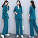Spring And Autumn New Style Suit Professional Elegant Slim Fit Long Sleeve Blazer Wide Leg Pants Two-Piece Set For Women_ecoleips.com