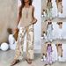 Women's Clothing Casual Square Neck Pullover Vest Plus Long Pants Digital Printing Two Pieces_ecoleips.com