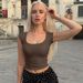 European And American Best-Selling Women's Clothing 2025 Winter New Fashion Slim Fit Top Cropped Short Sleeve T-Shirt_ecoleips.com