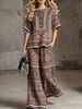 Women's Comfortable Soft Printed Striped Long Sleeved Pajama Set European And American Style Spring Summer New Arrival_ecoleips.com