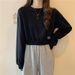 Women's Short Sweatshirt Autumn, Korean Loose And Thin, High-waisted, Cropped, Versatile Top, Trendy Ins Style,_ecoleips.com