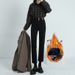 Minghai 89% 25th Autumn/Winter Fleece-Lined Jeans For Women, Petite High-Waisted Straight-Leg Pants That Make Legs Look_ecoleips.com