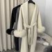 Reversible Fox Fur & Wool Blend Coat – Elegant Short/Long Double-Faced Trench Coat For Women (S/M) – Grey/Beige/Black/Coffee/Angora Red_ecoleips.com