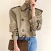 Aria Basics Korean 2026 Spring/Autumn Vintage Lapel Design Double-Breasted Loose Versatile Long-Sleeve Short Trench Coat For Women_ecoleips.com