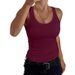 Women's Clothing Low Cut Crew Neck Sleeveless Ribbed T-Shirt Stretch Slim Fit Basic Vest Top Casual 2026_ecoleips.com