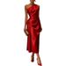 High-End Satin Evening Gown for Women Sleeveless Pleated Waist Cinching European And American Style Cross Border Trade New 2026_ecoleips.com