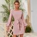 Women's Mid-Length Slimming Pullover Dress High Waist Solid Color Temperament European American Style Casual High Waist Dress_ecoleips.com