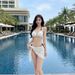 Women's Floral Two-Piece Bikini Swimsuit Slimming Push-Up Style Skirt Halter Neck Design for Beach And Hot Springs_ecoleips.com