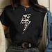 European And American Cross-border Foreign Trade Women's Clothing Geometric Pattern Star Print Round Neck Short-sleeve_ecoleips.com