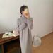 Oversized Knit Sweater Dress – High Waist Long Sleeve Slit Hem Tunic For Women, Soft Rayon-Polyester Blend, Fall/Winter Layering Essential_ecoleips.com