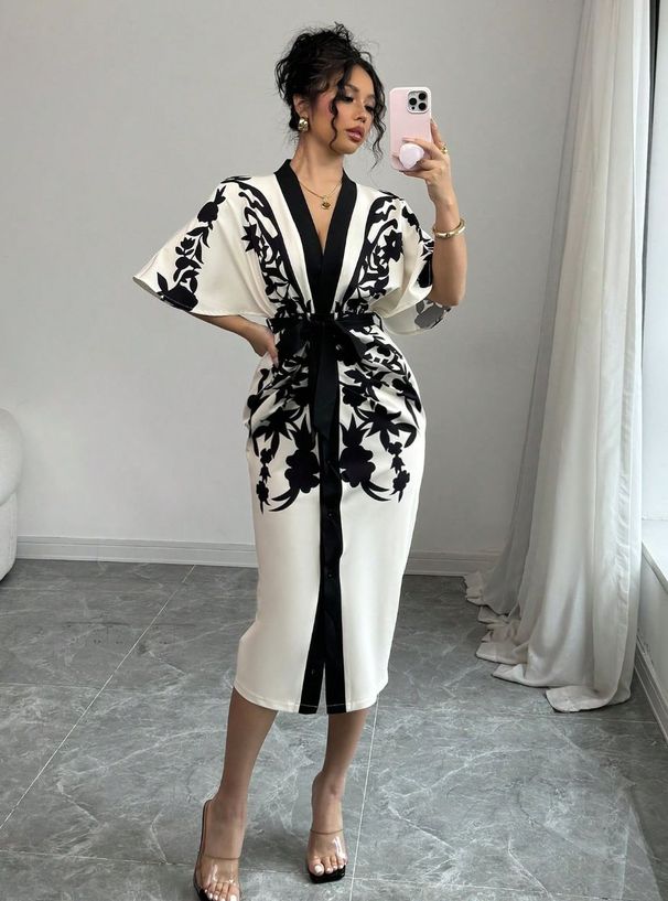 Voya Women's Fashion 2026 New Cross Border Retro Style Positioning Printed Split Cuffs Cardigan Top Coat Women's Long Sleeve_ecoleips.com