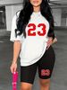 Summer Women's Casual Fashion 23 Letter Graphic Print Loose T-shirt Shorts Two-piece Set Sportswear Suitable For Daily Wear-143_ecoleips.com