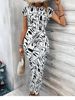 Women's Clothing Elegant Striped Long Dress For Women Round Neck Short Sleeved With Waist Tie Sophisticated High-End Summer Dress_ecoleips.com