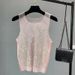 Women's Goddess Style Rhinestone Mesh Vest Sleeveless Top Hot Bling Bling Sparkling Hollow Out Design For Special Occasions_ecoleips.com