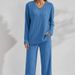Women's Ribbed Long Sleeve Lounge Set - Cozy Winter Loungewear Pants & Top (Available In 4 Colors)_ecoleips.com
