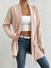 Women Lightweight Breathable Belted Knit Cardigan Shawl Collar Long Sleeve Oversized Loose Mid Length Knit Coat_ecoleips.com