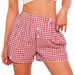 Women's Clothing Holiday Style Casual Comfortable High Waist Loose Fashion Wide Leg Retro Plaid Shorts_ecoleips.com