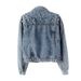 Women's Cropped Denim Jacket With Pearl Embellishments - Oversized Ulzzang Style For Spring & Fall (4 Colors, S-5XL)_ecoleips.com