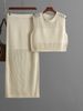 K Slimming Hollow Sleeveless Vest Set, New Knitted Slit Half Skirt Two-piece Set_ecoleips.com