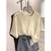 Women's Textured Cotton T-Shirt – Minimalist Snowflake Print, Relaxed Fit, Summer Essential_ecoleips.com
