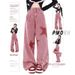 Dopamine Girl Outfit: Embroidered Straight-Leg Jeans For Women, Autumn American Retro High-Waisted Star Pattern Wide-Leg_ecoleips.com