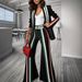 Women's Clothing Striped Color Matching Casual Suit Jacket_ecoleips.com