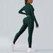 Verve Seamless Leopard Print Long Sleeve Sports Fitness Yoga Women's Zipper Shirt Tight High Waist Two-Piece Set_ecoleips.com