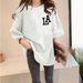 Women's White round Neck T-Shirt Short Sleeve Loose Fit mid Length Versatile Spring Summer Top for Students_ecoleips.com