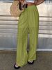 ZOEVA Women's Summer Solid Color Hollow Embroidery Casual Elastic Waist Trousers Casual Versatile_ecoleips.com