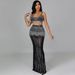 Women's Clothing Nightclub Party Mesh See Through Suspender Vest Long Skirt Two Piece Set_ecoleips.com
