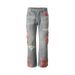 Patchwork Jeans For Women – Trendy Wide-Leg Denim Pants With Relaxed Fit & Unique Design Flattering High Waist_ecoleips.com