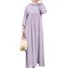 Women's Clothing Middle East Muslim Solid Color Large Size Long Sleeve Loose Pullover Casual Long Dress_ecoleips.com