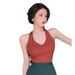 Black Base Layer Halter Neck Tank For Women, Summer New Style, Knitted, European And American Short Top_ecoleips.com