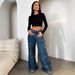 European And American Cross-border 2025 Vintage High-waisted Workwear Jeans For Women, Wide-leg, Floor-length,_ecoleips.com