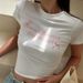 Y23TP626 Women's Autumn New Letter Printed Round Neck Short Sleeve Open Navel Top T-shirt For Women_ecoleips.com