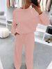 Women's Clothing Oversized Lounge Set – Drop Shoulder Top & Drawstring Pants (6 Colors, S-XXL)_ecoleips.com