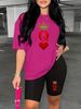 Summer Women's Casual And Fashionable Heart-shaped Letter Printed Round Neck Loose T-shirt+shorts Two-piece Sportswear Suitable For Daily Wear-25_ecoleips.com