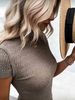 2026 New Arrival: Soft And Skin-Friendly Sexy High-Neck Top, Women's Slim Fit Textured Knit Short-Sleeve Top, Perfect For A Date Look_ecoleips.com