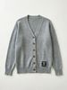Women Lightweight Breathable Thin Knit Cardigan, V Neck Single Row Buttons Long Sleeve Loose Fit Label Patch Casual Layering Knit Sweater_ecoleips.com