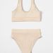 Ribbed High Waisted Two Piece Bikini Solid Cream U Neck Sleeveless Sport Swimsuit Women Summer Beach Bathing Suit_ecoleips.com