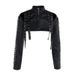 Women's Slim Fit PU Cover up Top Elegant Sexy Studded European American Style New Autumn 2024 CF24278_ecoleips.com