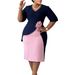 C8652 Cross-Border 2026 New Solid Color Floral Elegant Pleated Three-Quarter Sleeve Plus Size African Dress_ecoleips.com